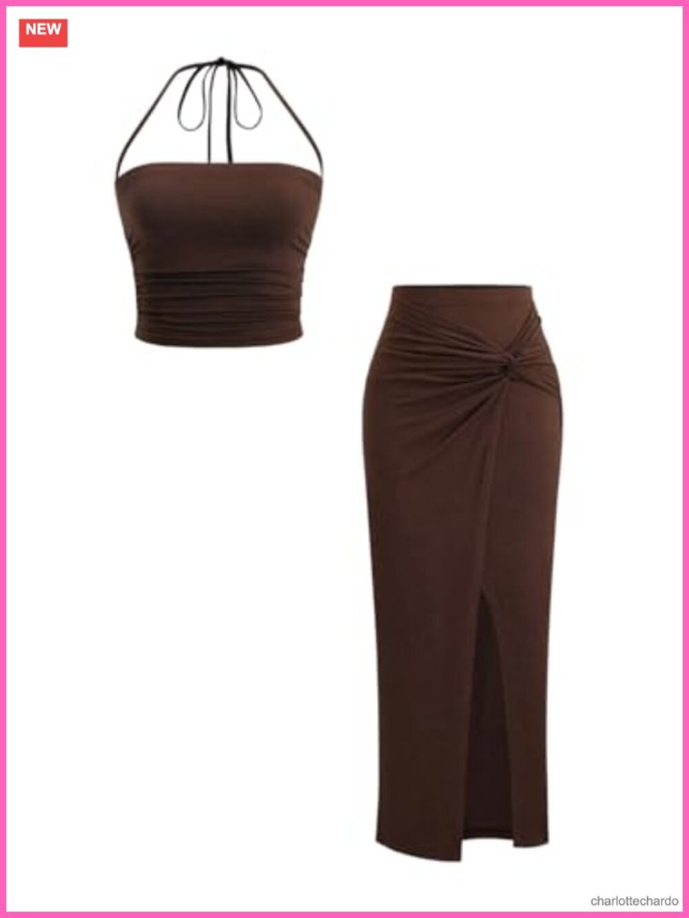 Women's 2 Piece Sleeveless Twist Knot Fitted Top and Wrap Skirt Set Vacation